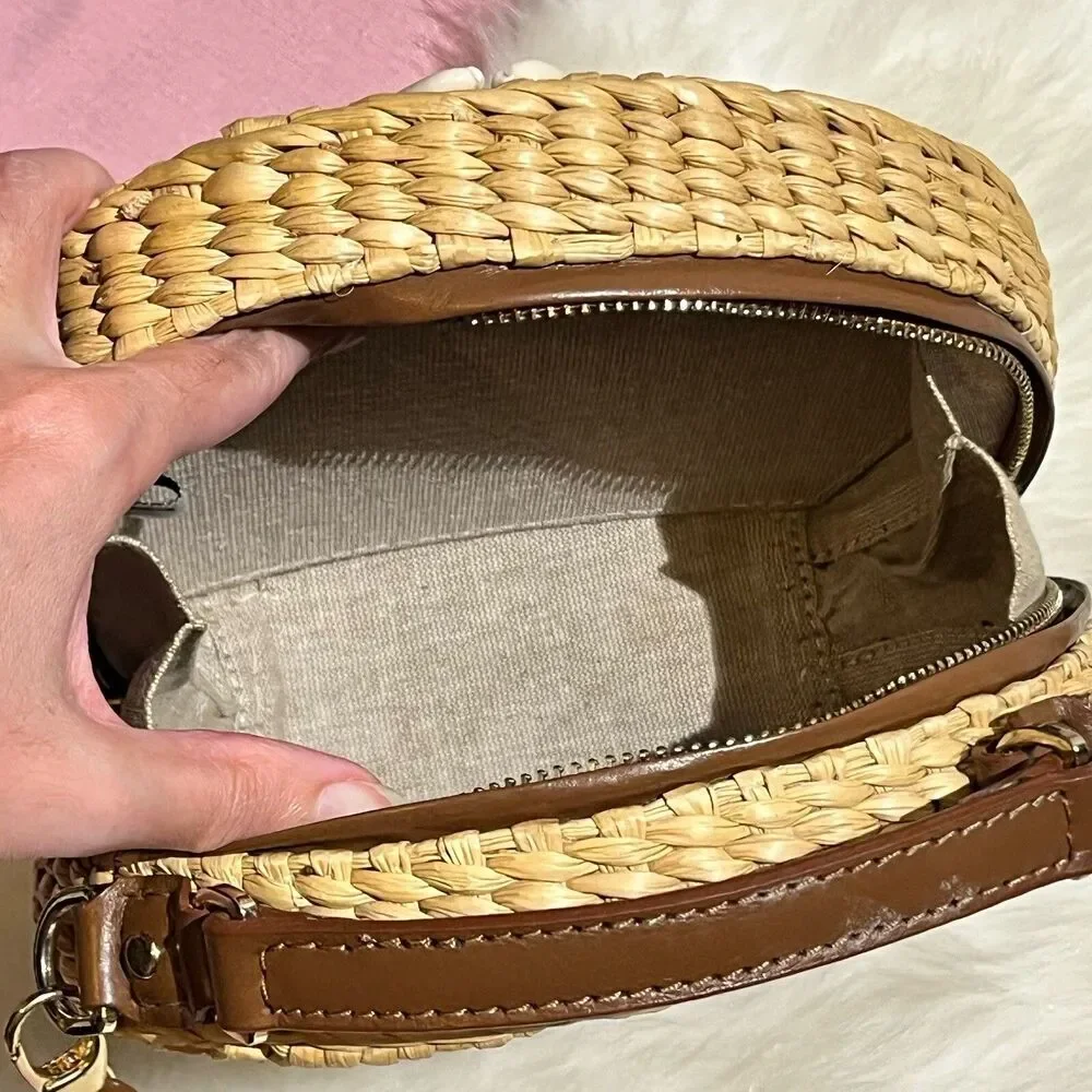 POOLSIDE x Dannijo Ariana “LOVE” Shell Rattan Circular Basket Handbag Purse